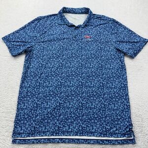 US Open Golf Polo Shirt Size Large Blue Floral Print LACC 123rd Golf Tournament
